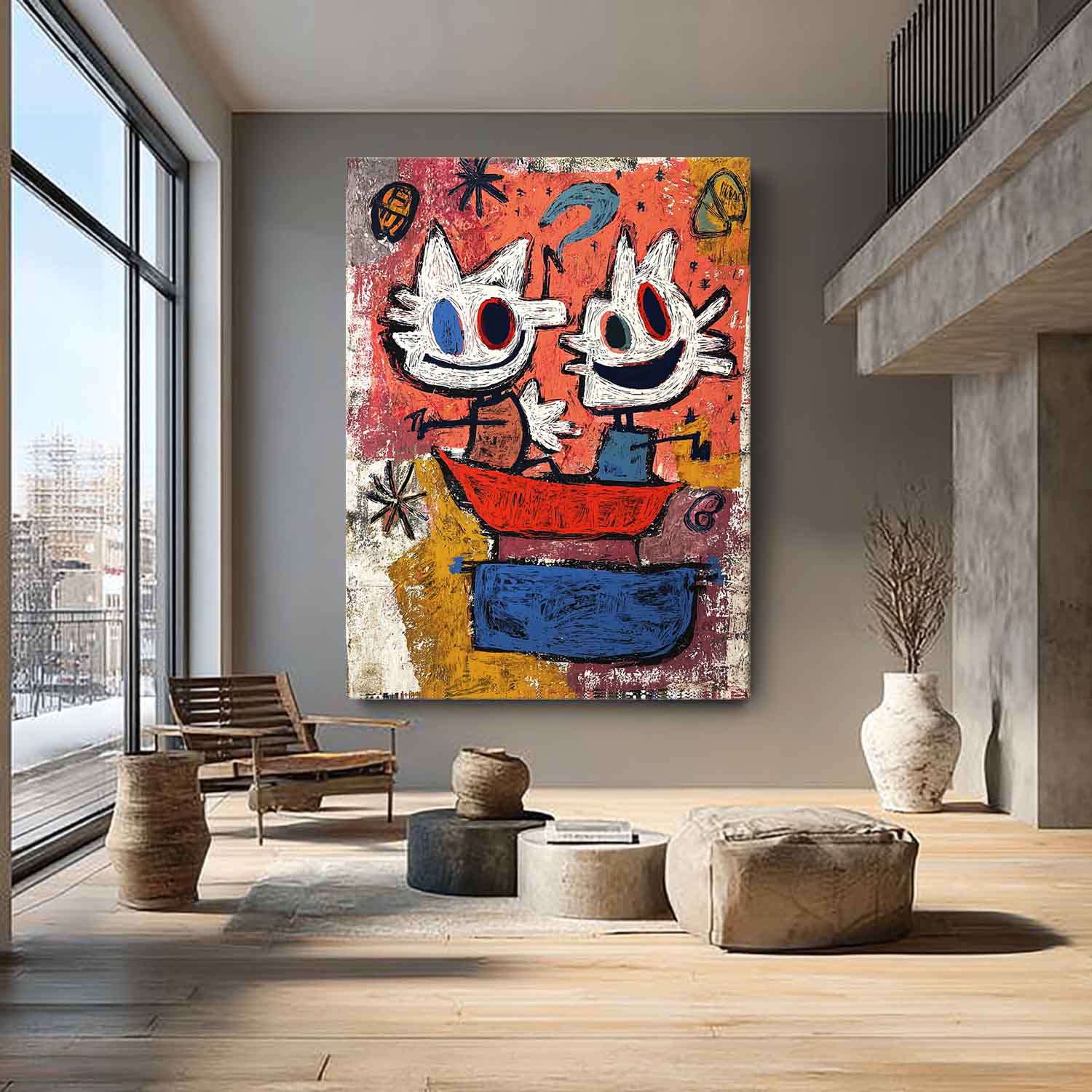Original Features Artwork Abstract Lovely Characters Painting Canvas Large Graffiti Cartoon Figure Wall Art