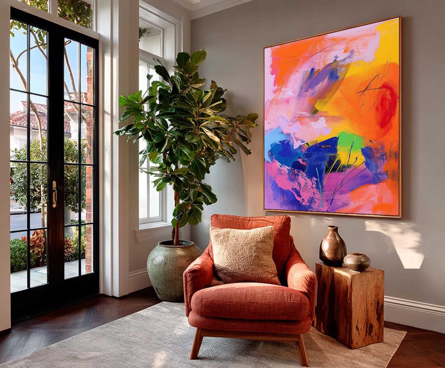 Vibrant Colorful Abstract Oil Painting On Canvas Large Modern Wall Art For Living Room Bedroom Home Decor