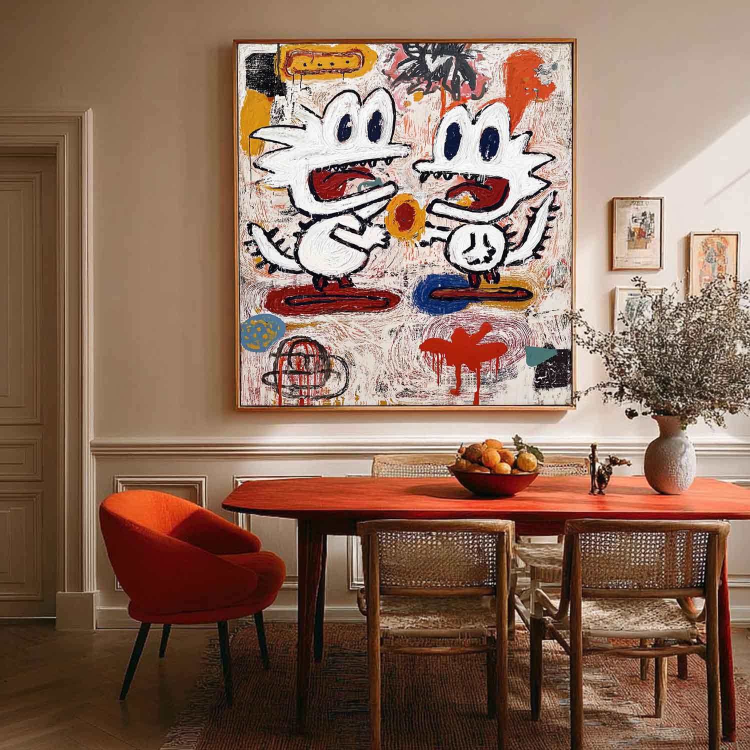 Square Original Features Artwork Abstract Painting Canvas Large Graffiti Cartoon Figure Wall Art