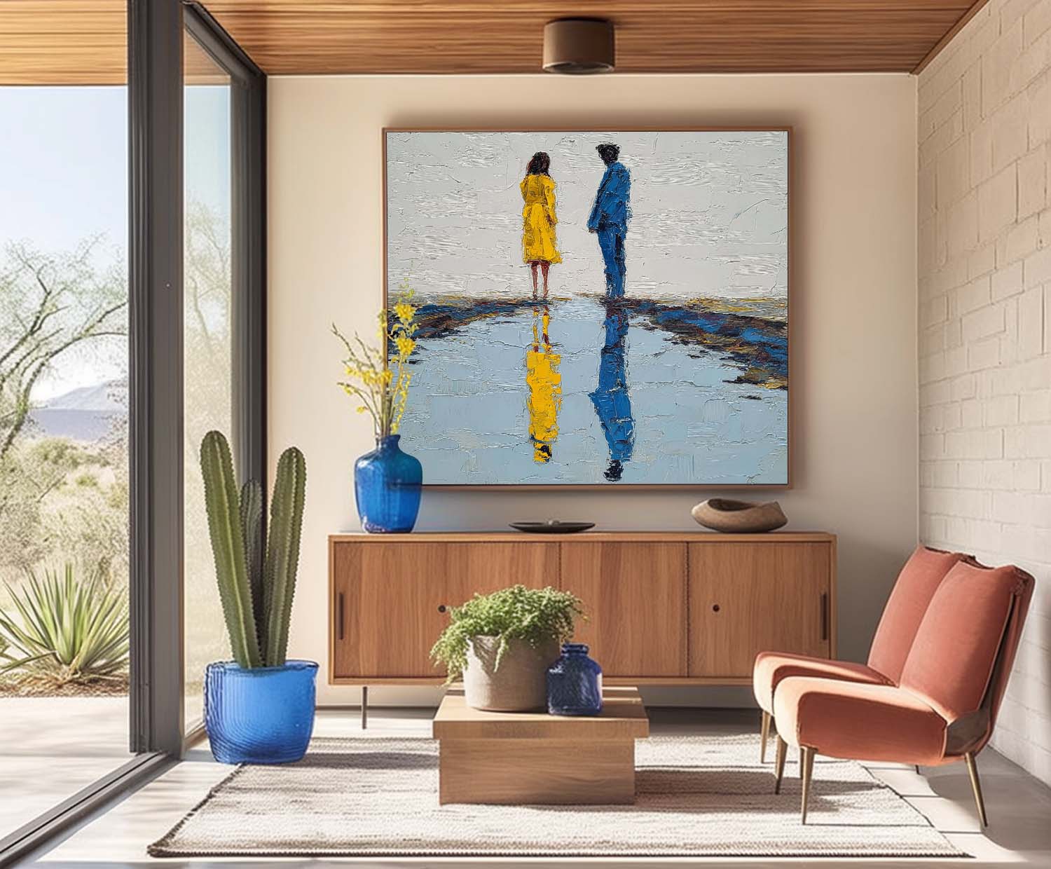 Impressionist Romantic Couple On Canvas Modern Abstract Palette Knife Oil Painting Textured Wall Art