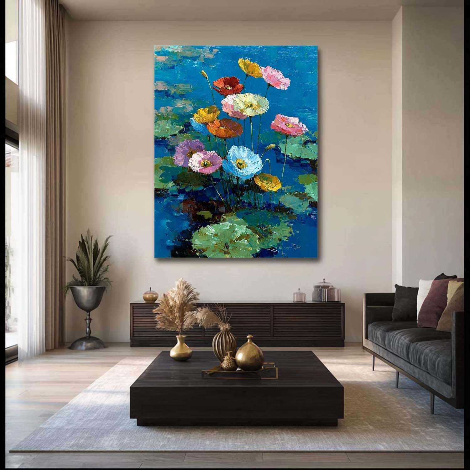 Texture Plant Wall Art Original Modern Flower Artwork Large Vibrant Bold Color Floral Oil Painting