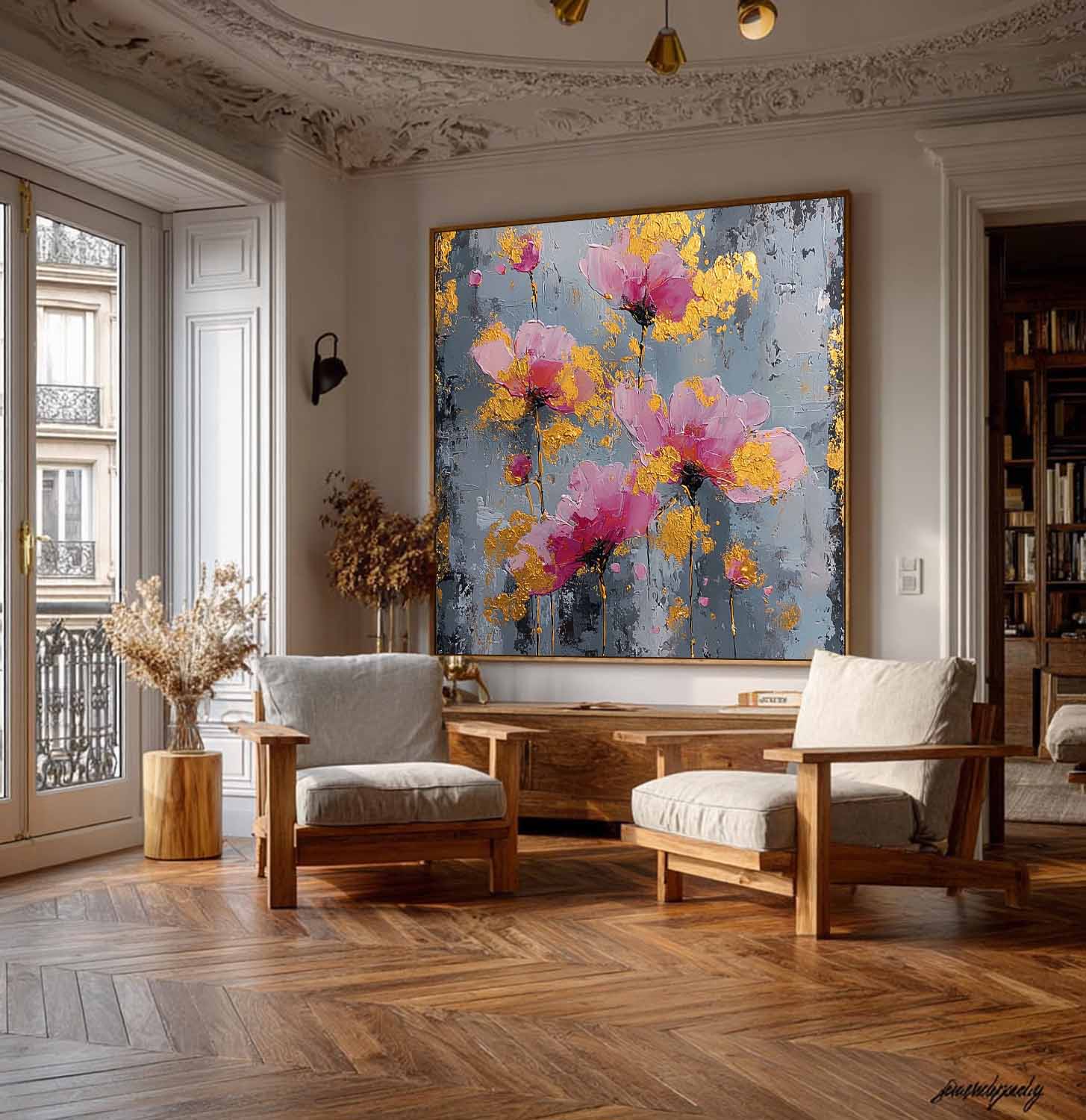 Textured Impasto Botanical Texture Floral Oil Painting Impasto Flower Wall Art Vintage Moody Floral Decor