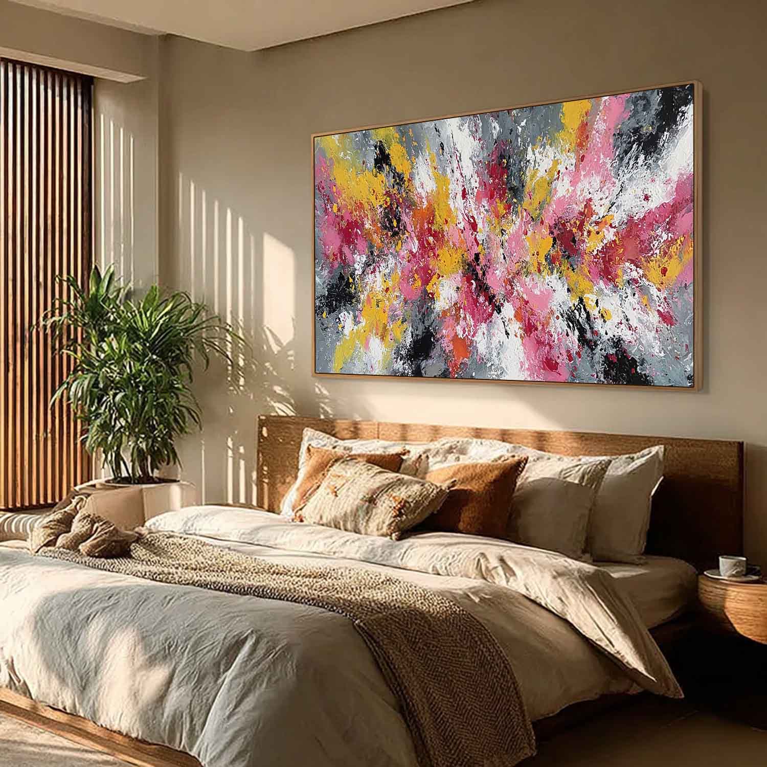 Modern Abstract Canvas Wall Art Vibrant Color Textured Oil Painting  Large Contemporary Expressionist Artwork