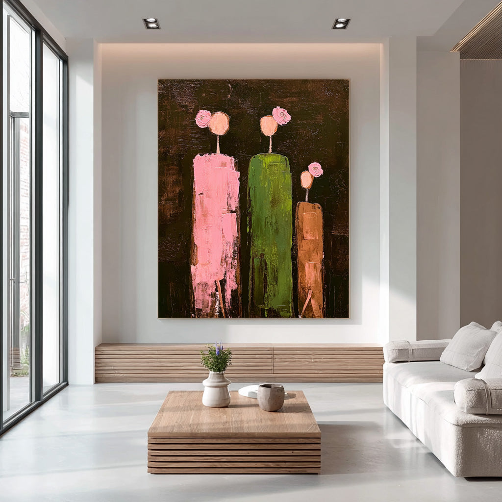 Textured Original Abstract Family Wall Art Unique Modern Decor with Soft Tones For Cozy Living Spaces