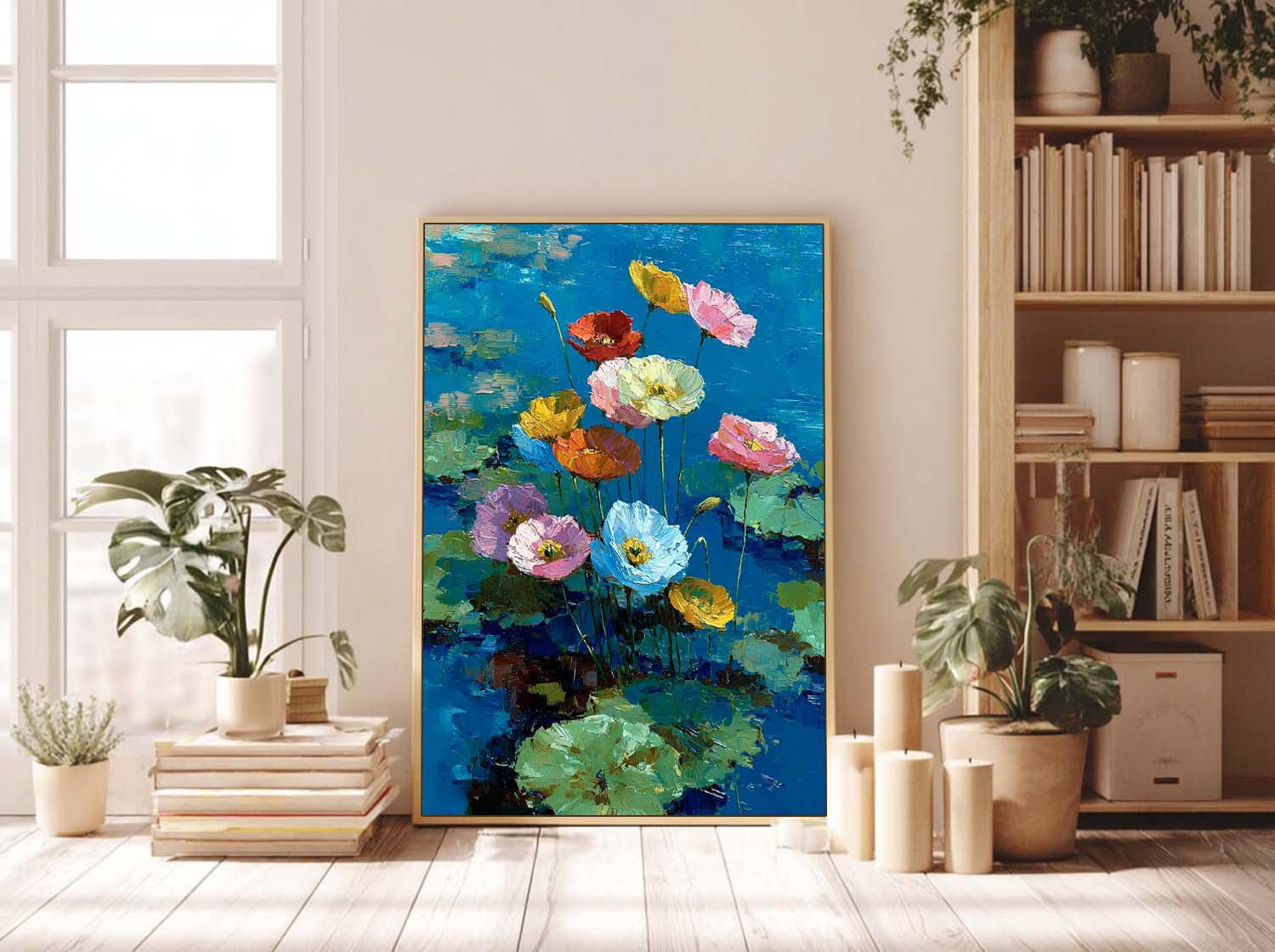 Texture Plant Wall Art Original Modern Flower Artwork Large Vibrant Bold Color Floral Oil Painting