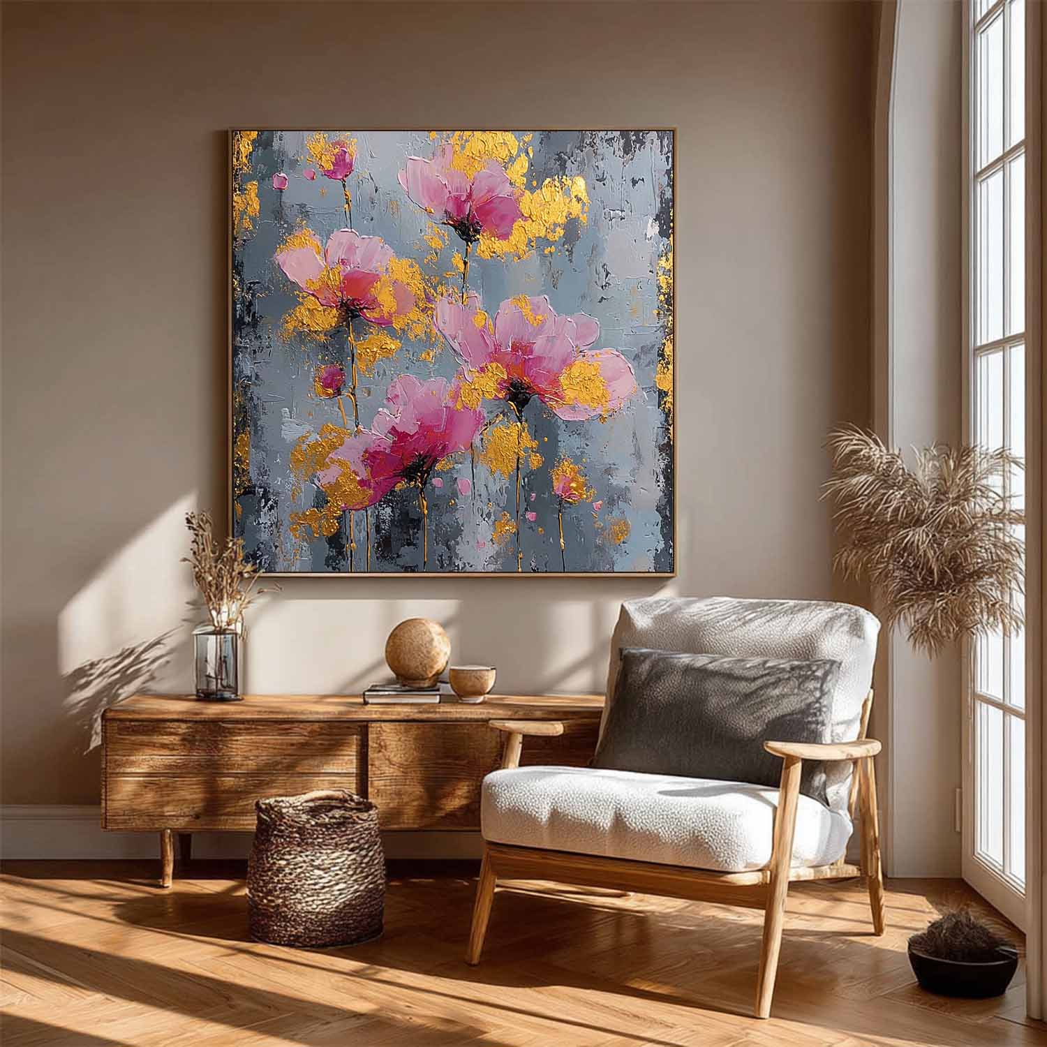 Textured Impasto Botanical Texture Floral Oil Painting Impasto Flower Wall Art Vintage Moody Floral Decor