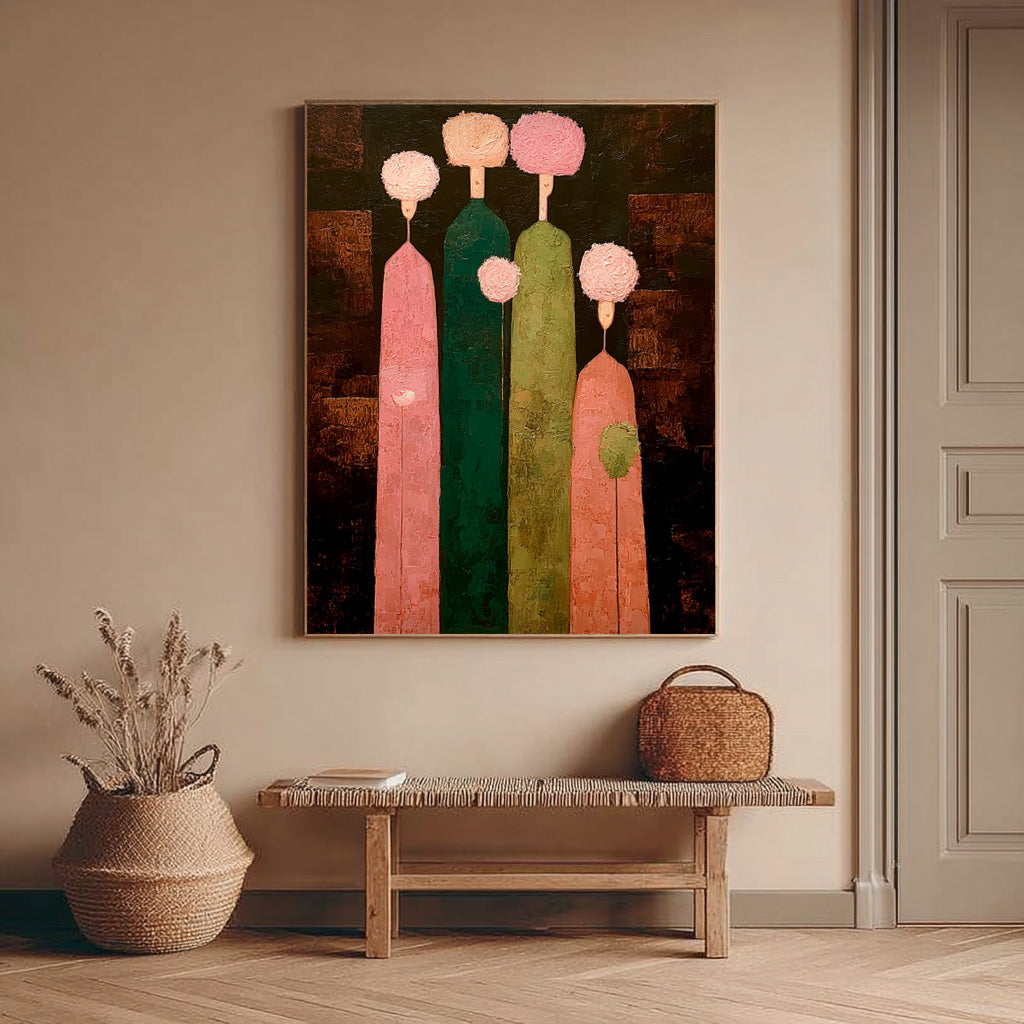 Abstract Family Wall Art Unique Modern Decor with Soft Tones For Cozy Living Spaces Textured Canvas Original