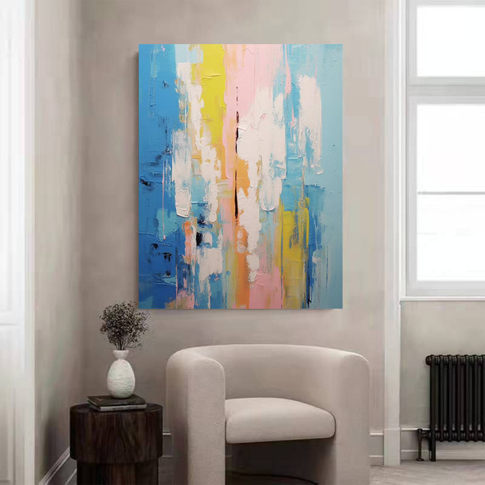 Original Texture Acrylic Painting on Canvas Abstract Colorful Geometric Painting Modern Wall Art Living Room