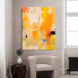 Modern Bright Yellow Acrylic Painting On Canvas Large Abstract Wall Art Original Oil Painting Living Room Decor