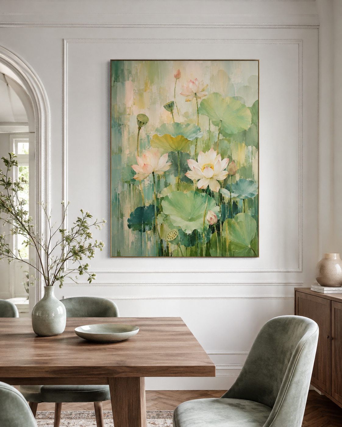 Impasto Abstract Lotus Art Trendy Luxury Wall Decor Handmade Canvas Painting