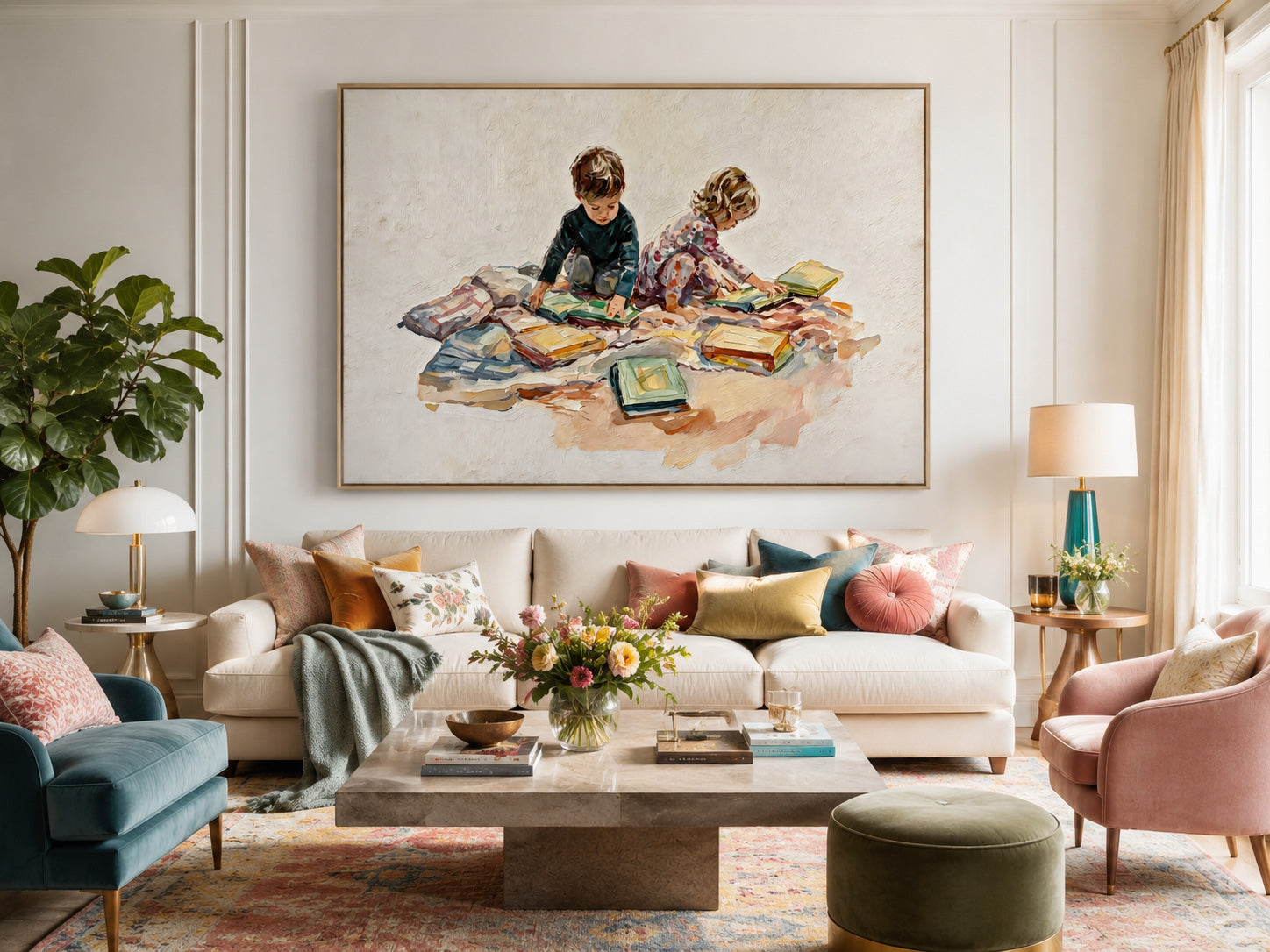 Adorable Kids Playing Art For Playroom Nursery And Kids Room Walls
