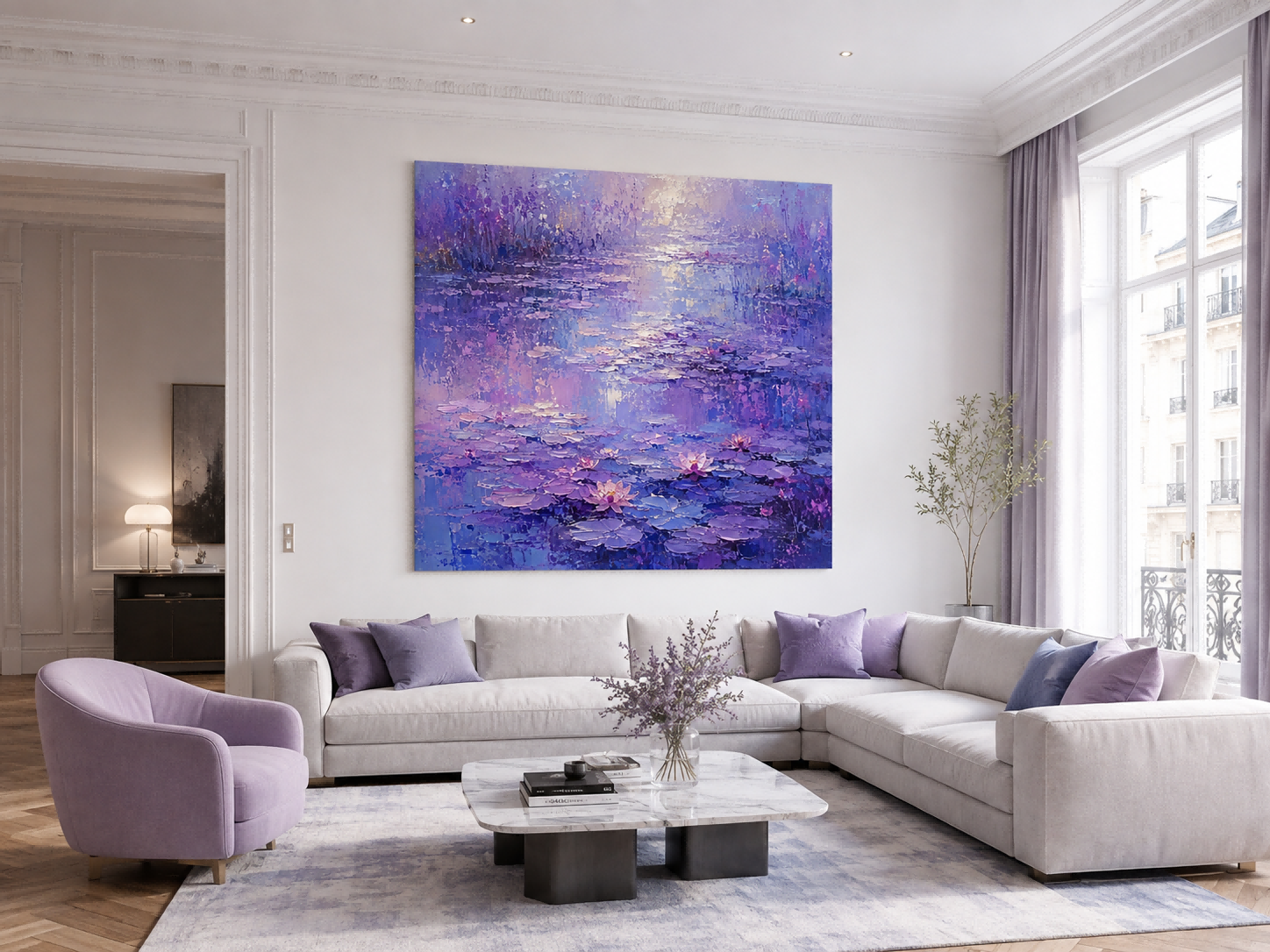 Modern Impressionist Floral Art With Dreamy Violet Tones