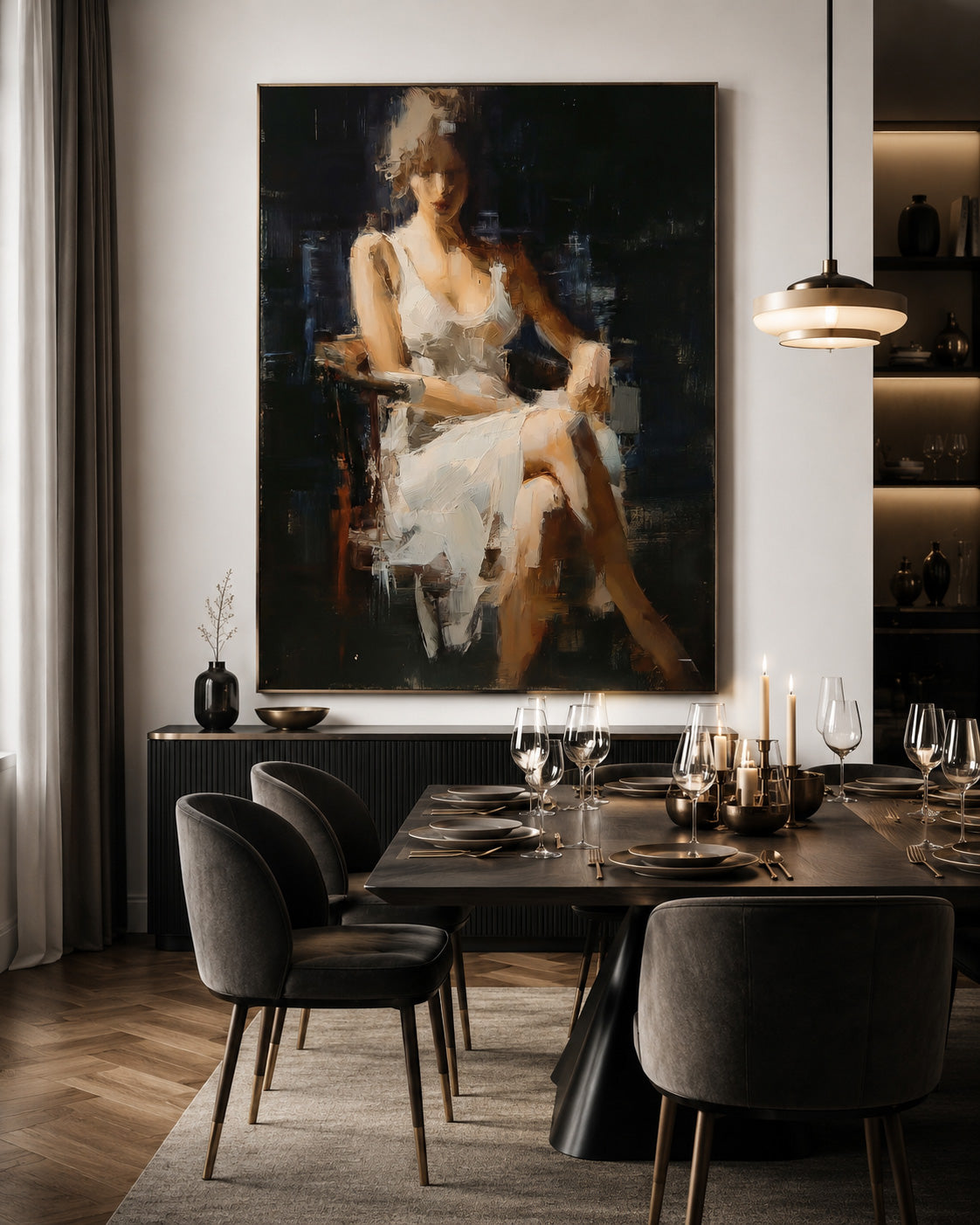 Vintage Woman Oil Painting On Linen Canvas With Expressive Brushwork For Home Decor