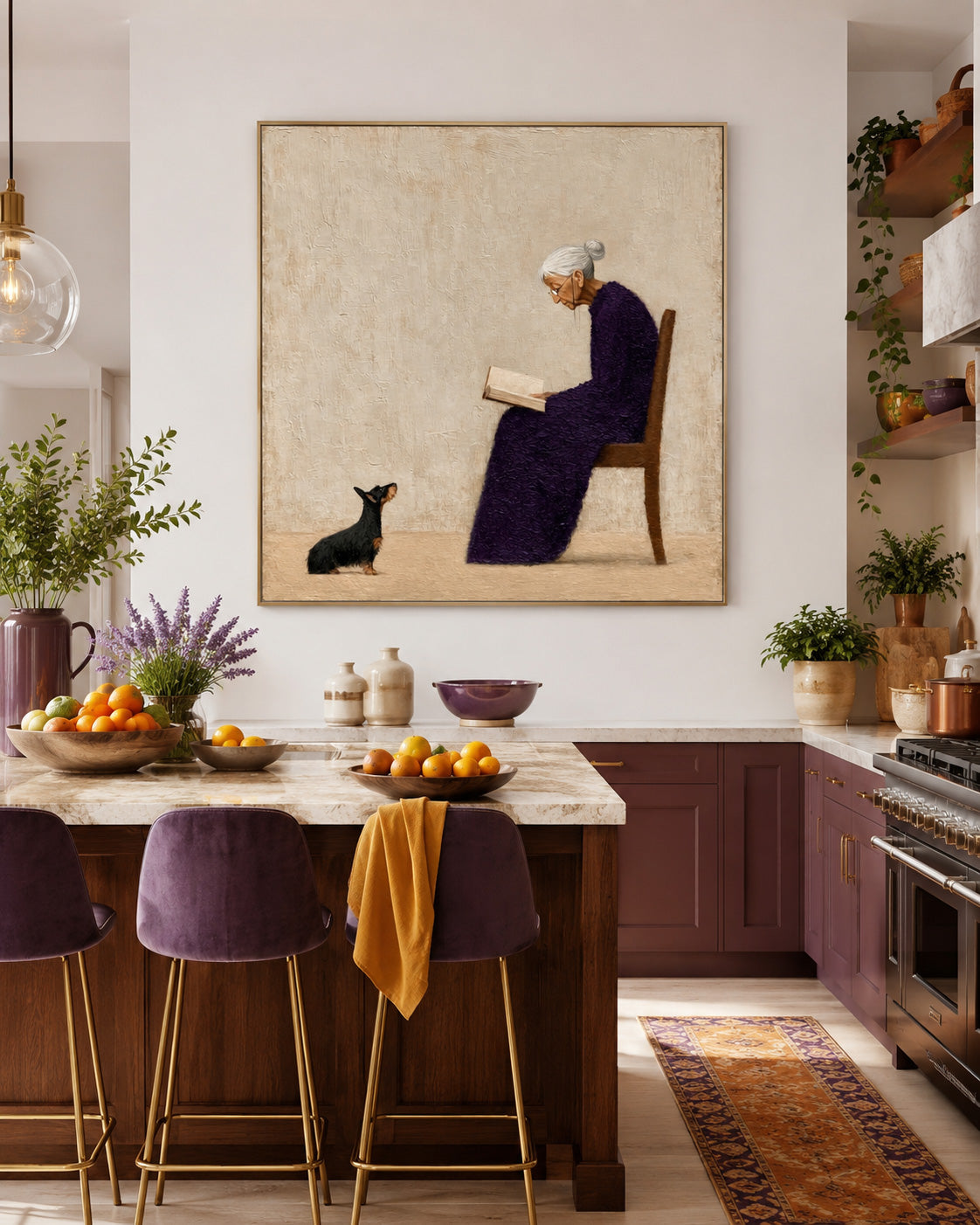 Square Canvas Art With Textured Brushwork For Modern Organic Interiors