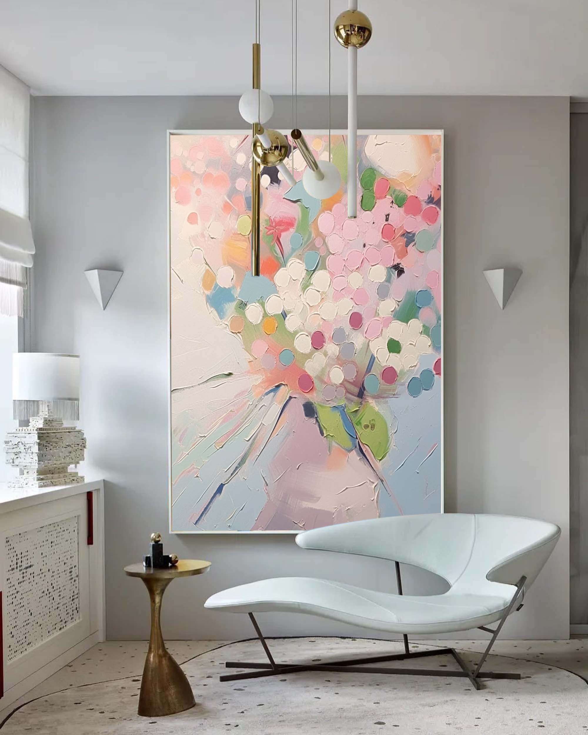 Large Modern Texture Wall Art Colorful Abstract Bouquet Acrylic Painting Original Canvas Oil Painting For Living Room