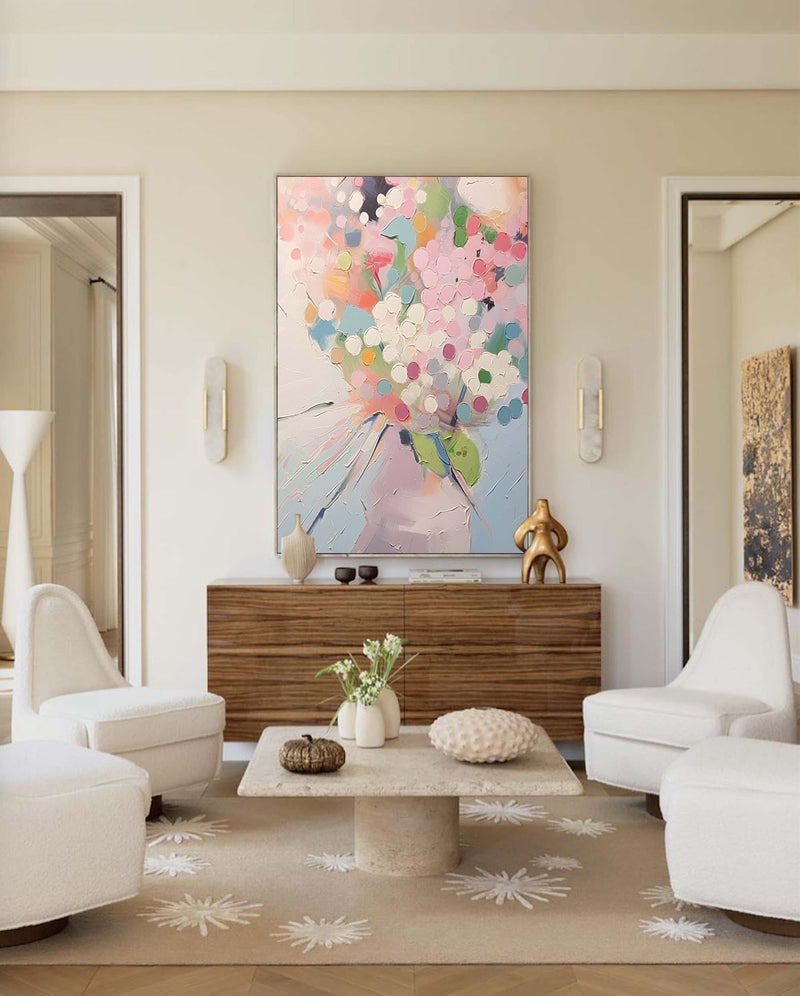 Large Modern Texture Wall Art Colorful Abstract Bouquet Acrylic Painting Original Canvas Oil Painting For Living Room