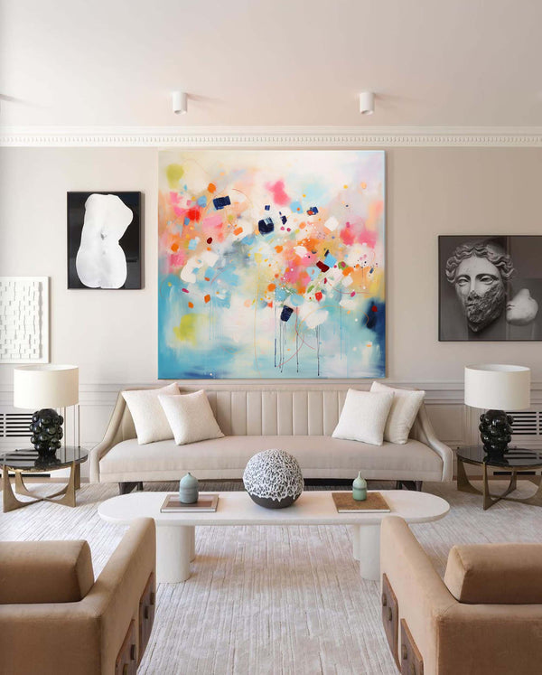 Bright Colorful Original Abstract Oil Painting Large Acrylic Painting  Wall Art Modern Living Room Art For Sale