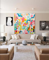 Vibrant Colorful Abstract Oil Painting On Canvas Modern Wall Art Large Original Color Acrylic Painting For Living Room