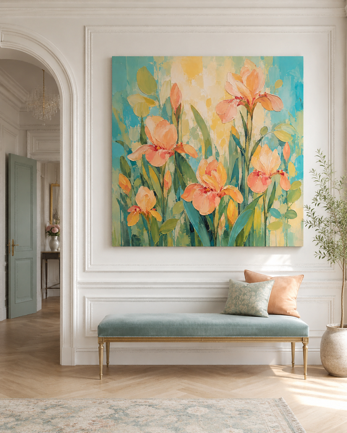 Impasto Abstract Flower Painting Bright Colorful Canvas Art Collection