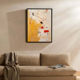 Vibrant Modern Textured Oil Painting Canvas Original Musical Notes Abstract Wall Art Large Yellow Oil Painting Living Room Decor