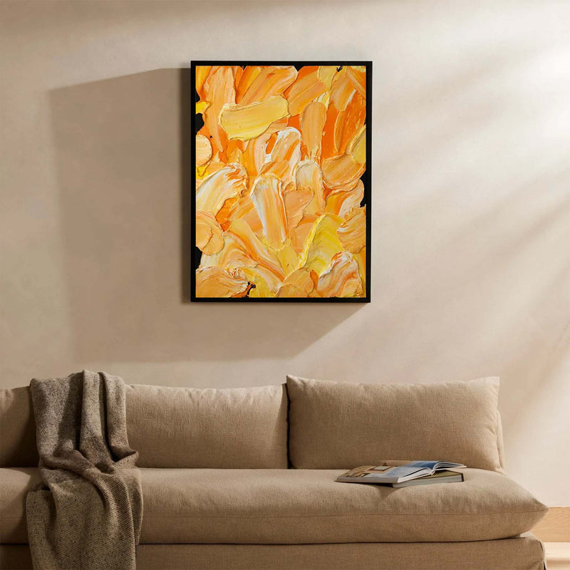 Large Original Knife Painting Yellow Abstract Texture Oil Painting On Canvas Living Room Modern Wall Art Gift