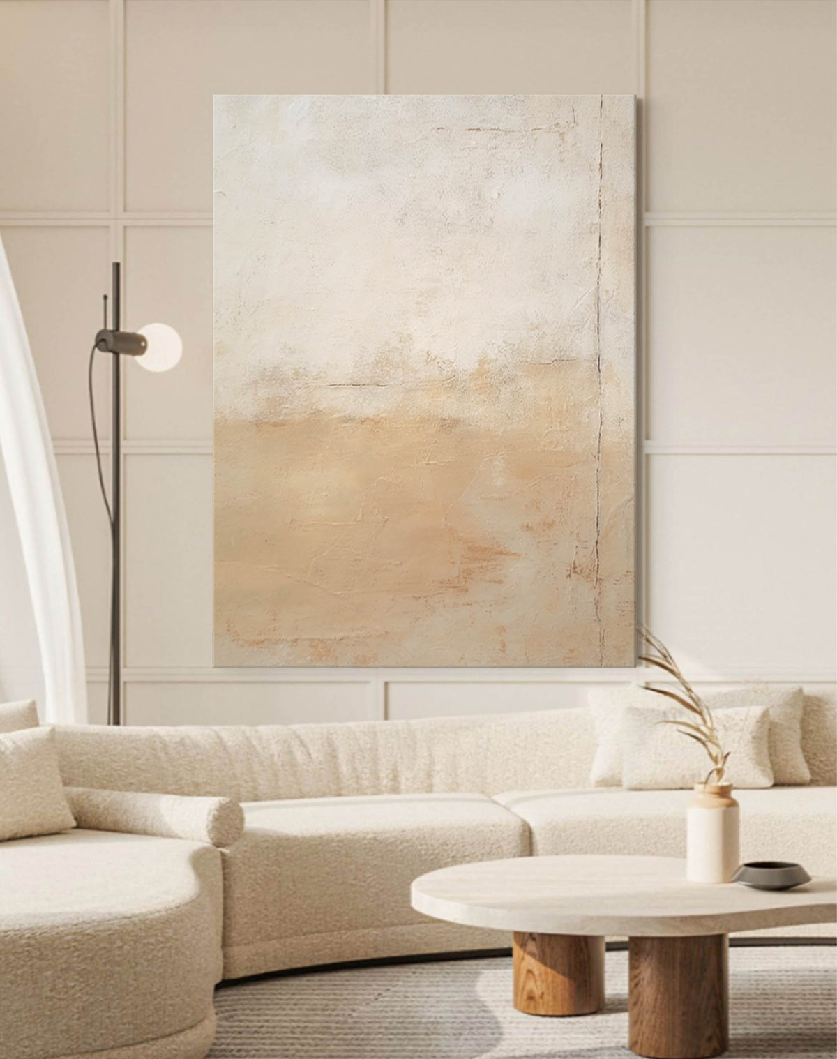 Beige Abstract Minimalist Wall Art Abstract impressionism Art Large ...