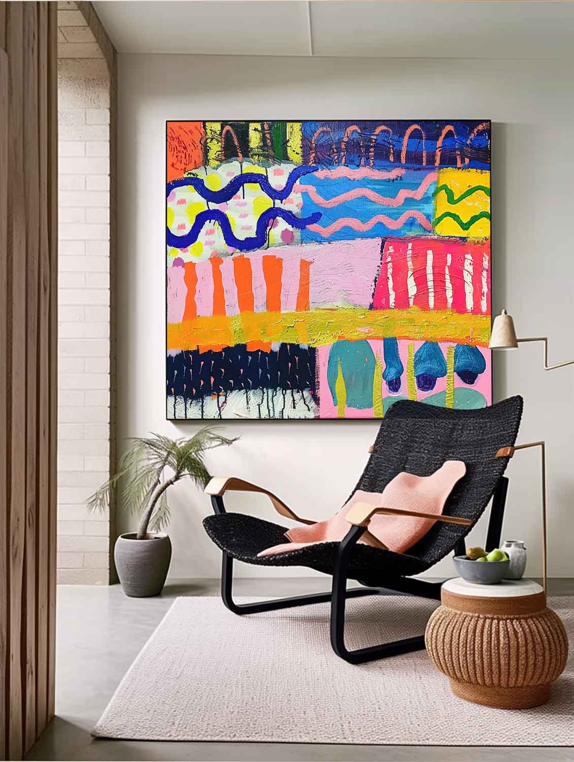 Modern Textured Artwork Colorful Original Hand-painted Canvas Wall Art Large Graffiti Abstract Oil Painting