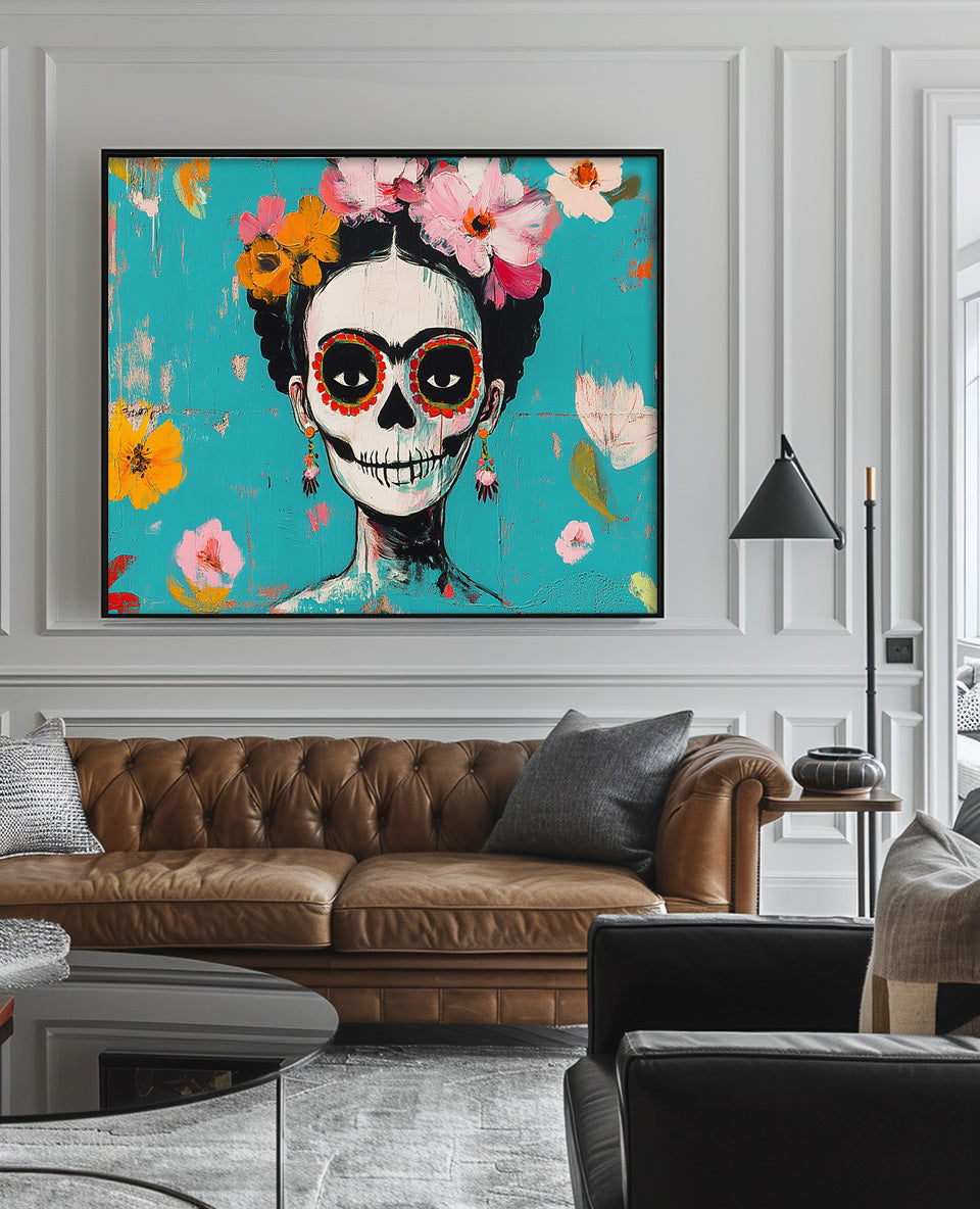 Colorful Abstract Figure Oil Painting Large Skeleton Wall Art Original Artwork For Living Room Holiday Decor