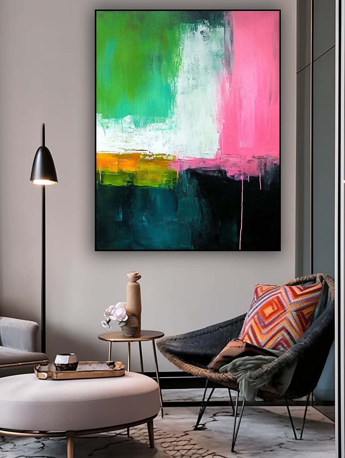 Modern Bold Contrasting Colors Wall Art Original Acrylic Painting Wall Art Abstract Oil Painting On Canvas