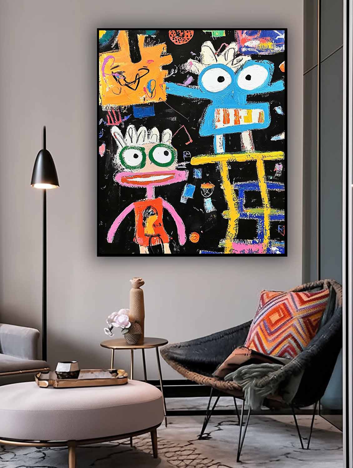 Original Full Of Childlike Fun Artwork Abstract Figure Painting Canvas Large Graffiti Cartoon Wall Art