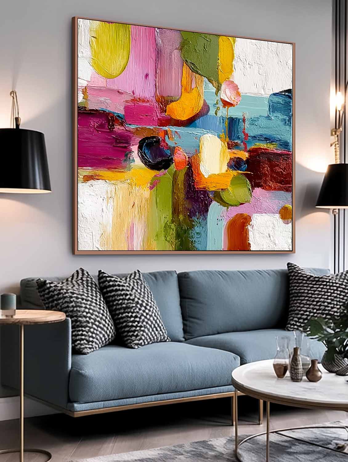 Original Scraper Oil Painting Colorful Texture Acrylic painting Abstract Large Wall Art Contemporary Art