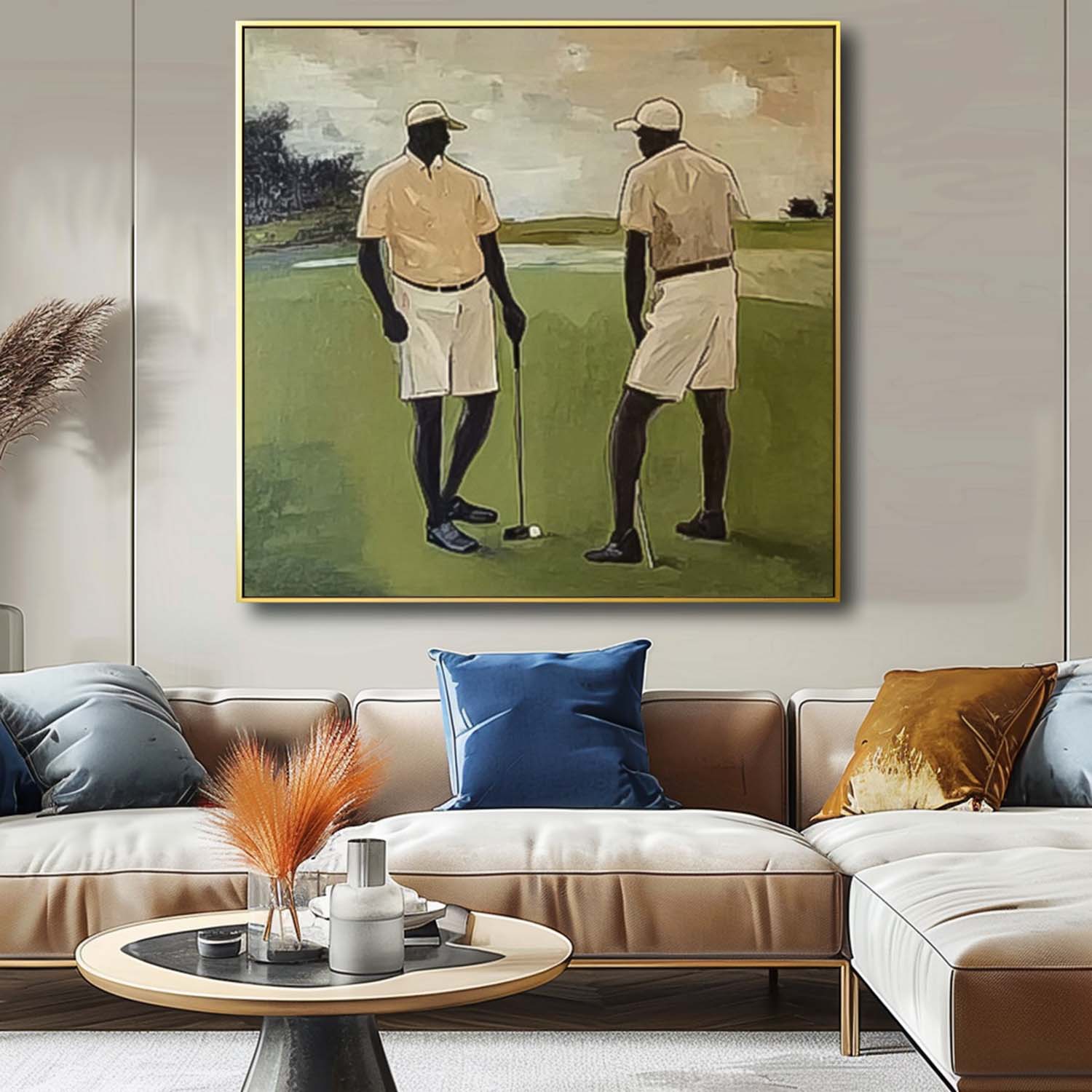 Contemporary Sport Decor Modern Golf Artwork Unique Art Square Textured Golf Art Golf Lovers Gift