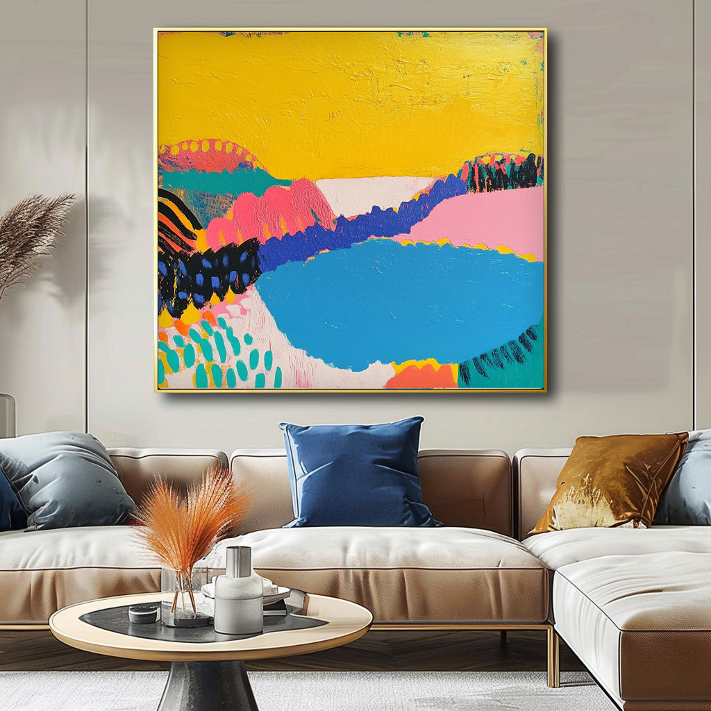 Square Contemporary Art Texture Acrylic painting Original Landscape Painting Abstract Graffiti Wall Art