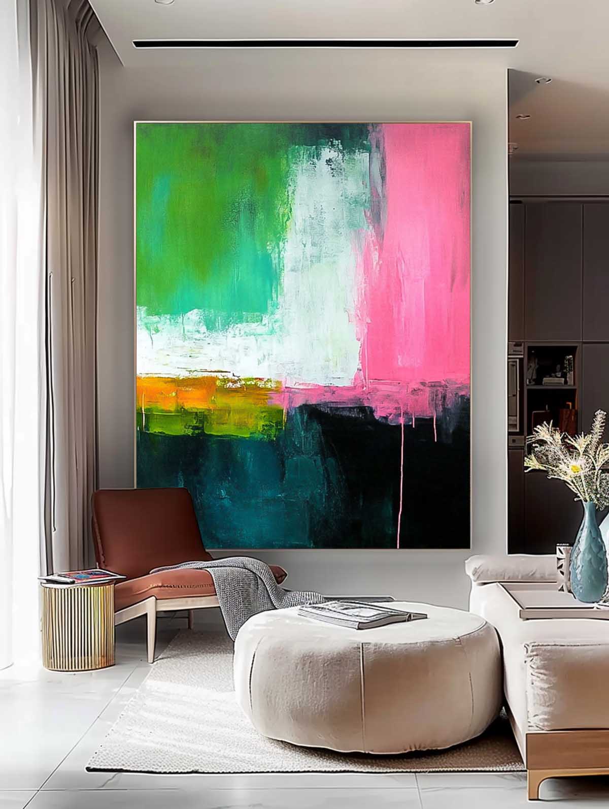 Modern Bold Contrasting Colors Wall Art Original Acrylic Painting Wall Art Abstract Oil Painting On Canvas