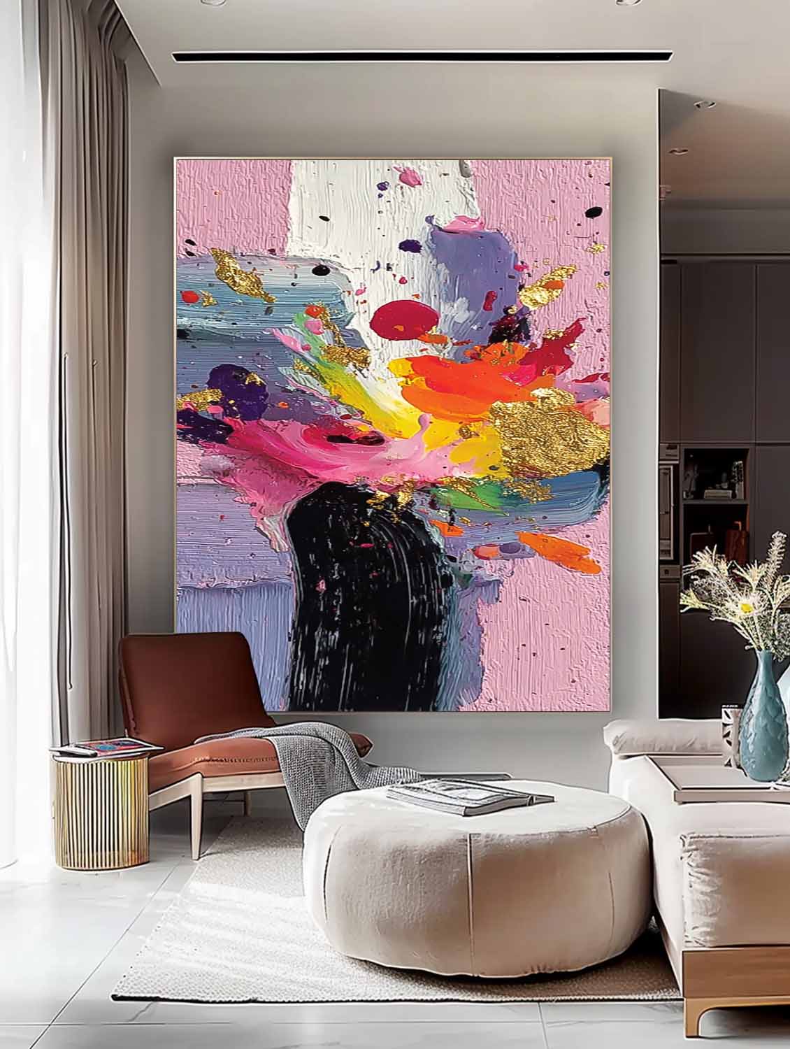 Original Spray Painting Bright Texture Acrylic painting Abstract Large Wall Art Fashion Art For Living Room