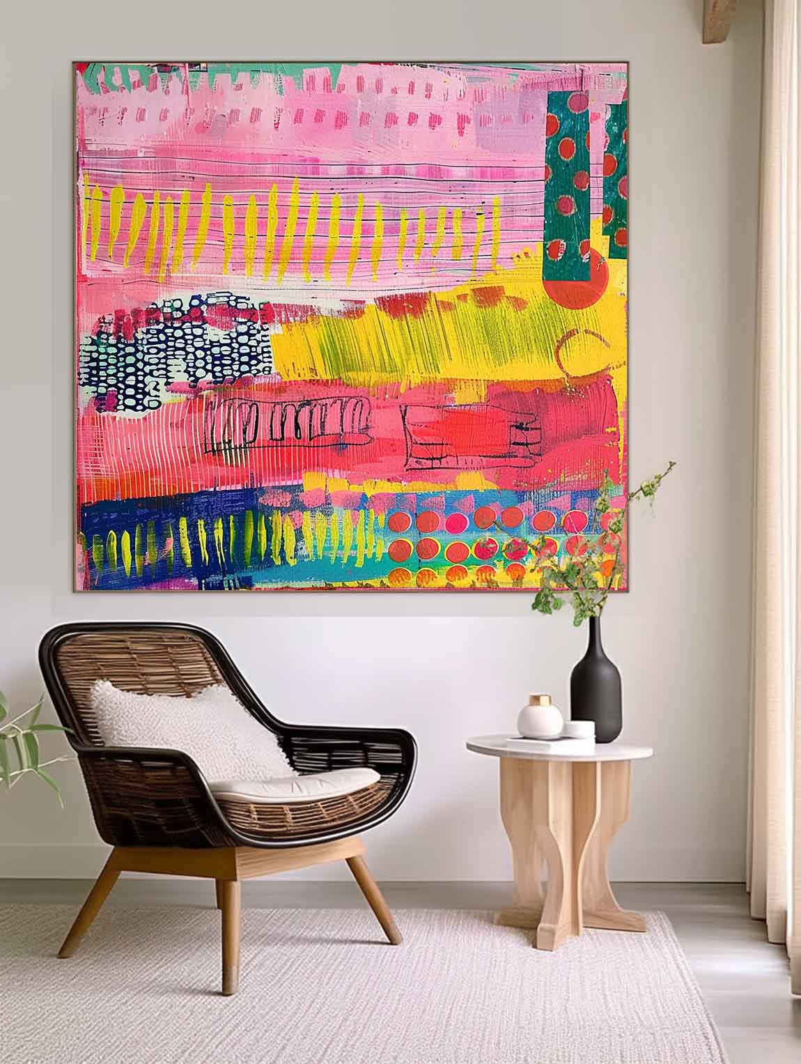Large Graffiti Abstract Oil Painting Modern Textured Artwork Coloeful Original Hand-painted Canvas Wall Art