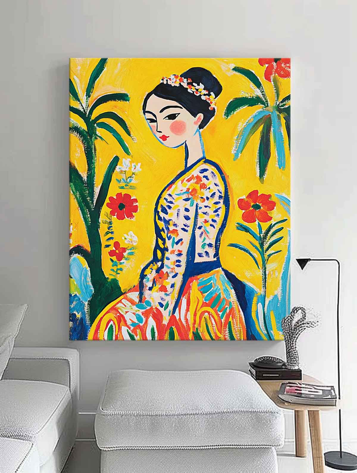 Lady In Gold Painting Artwork Cute Girl In A Romantic Vintage Style Gorgeous Original Modern Wall Art