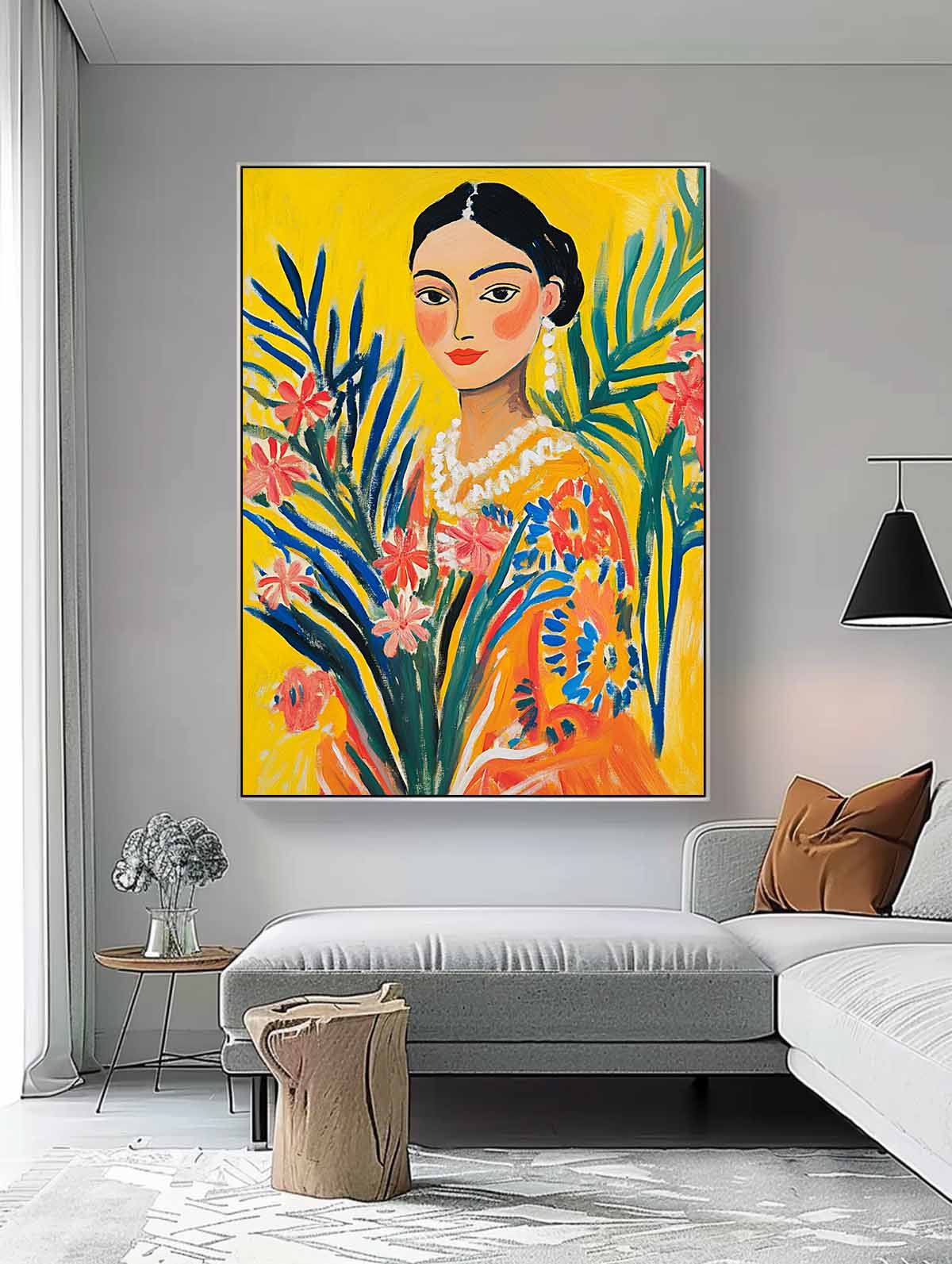 Gorgeous Original Modern Wall Art Portrait Of A Young Woman Artwork Girl In A Romantic Vintage Style