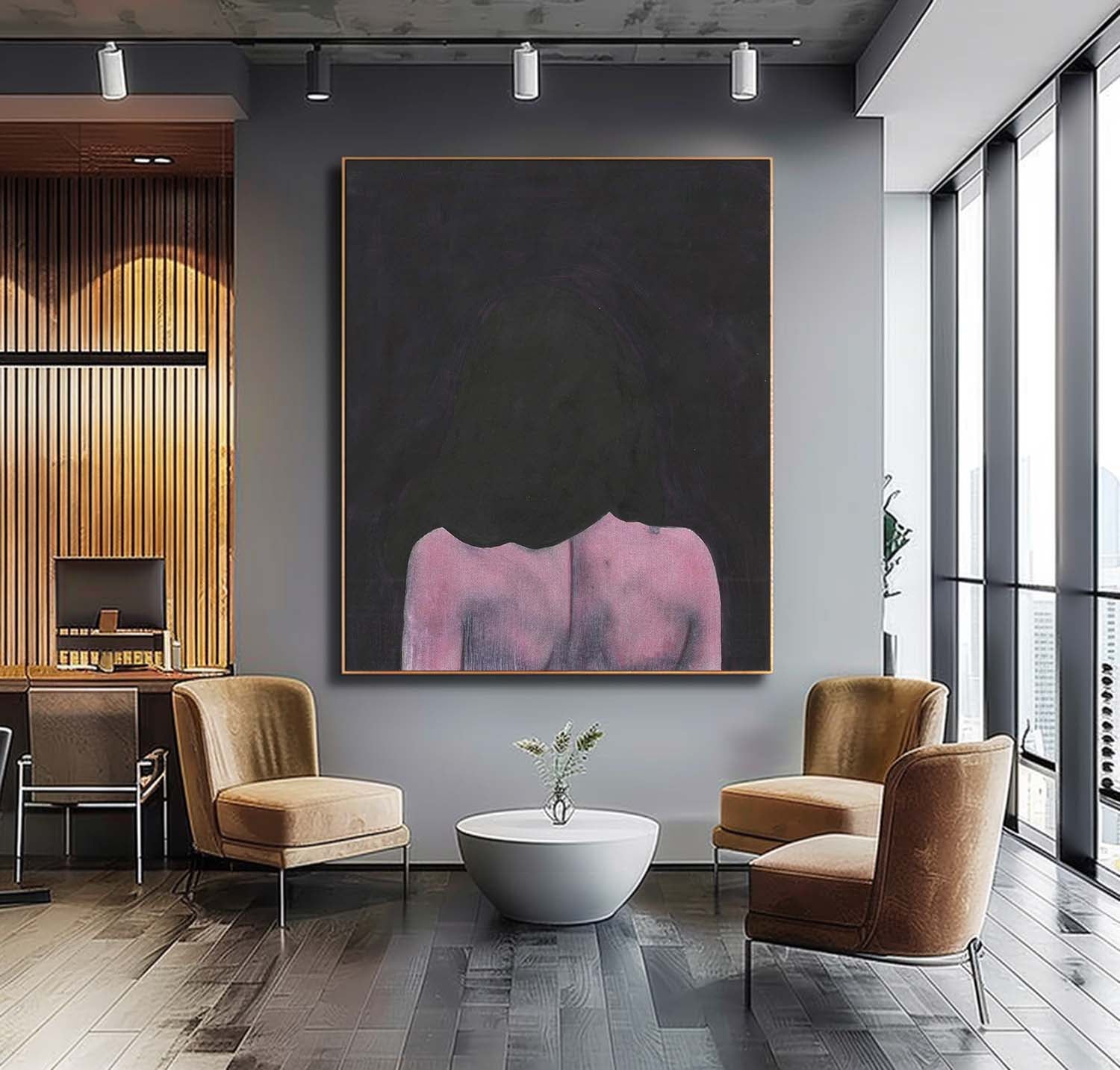 Original Girl Back Wall Art Warm Color Abstract Artwork Large Figure Painting For Living Room