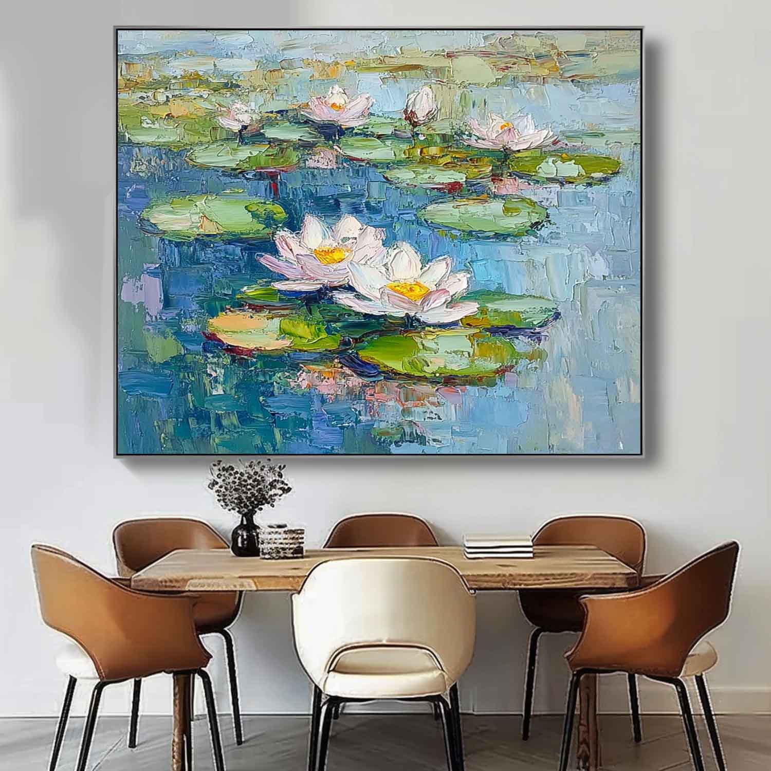Big Lotus Flower Texture Artwork Original Lotus Oil Painting On Canvas Abstract Acrylic painting Home Decor