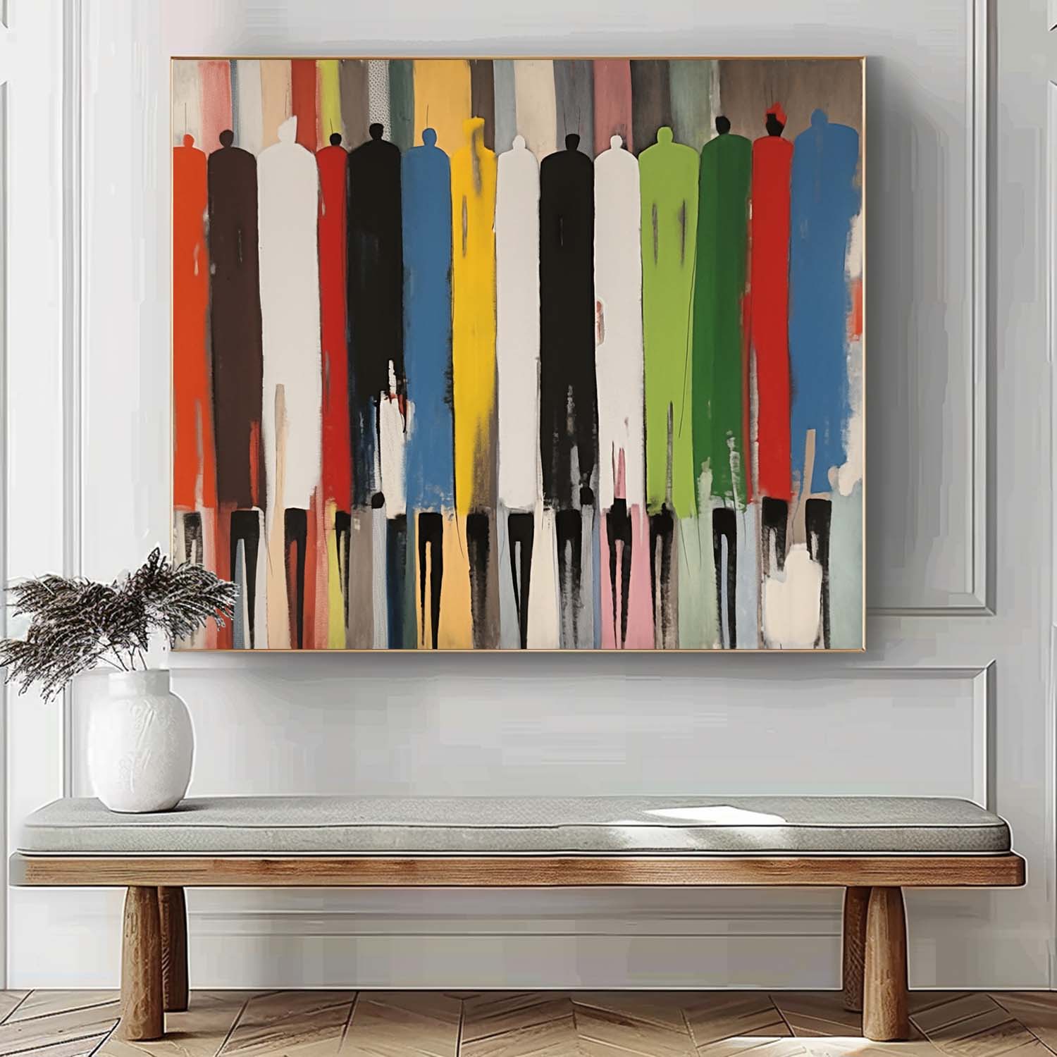 Abstract Figure Oil Painting Large Color Human Silhouette Wall Art Original Human Artwork For Living Room