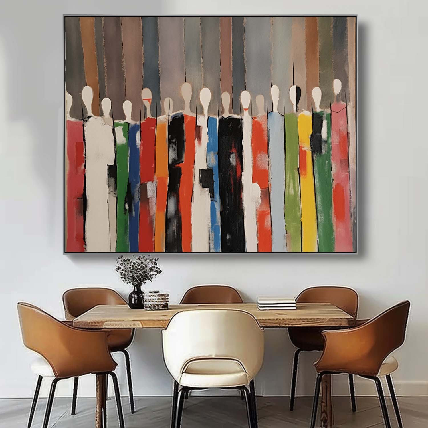 Large Color Human Silhouette Wall Art Abstract Figure Oil Painting Original Human Artwork For Living Room