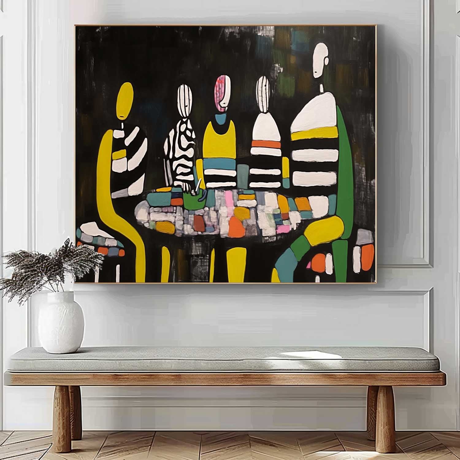 Large Fluorescent Human Silhouette Wall Art Abstract Graffiti Figure Oil Painting Original Human Artwork