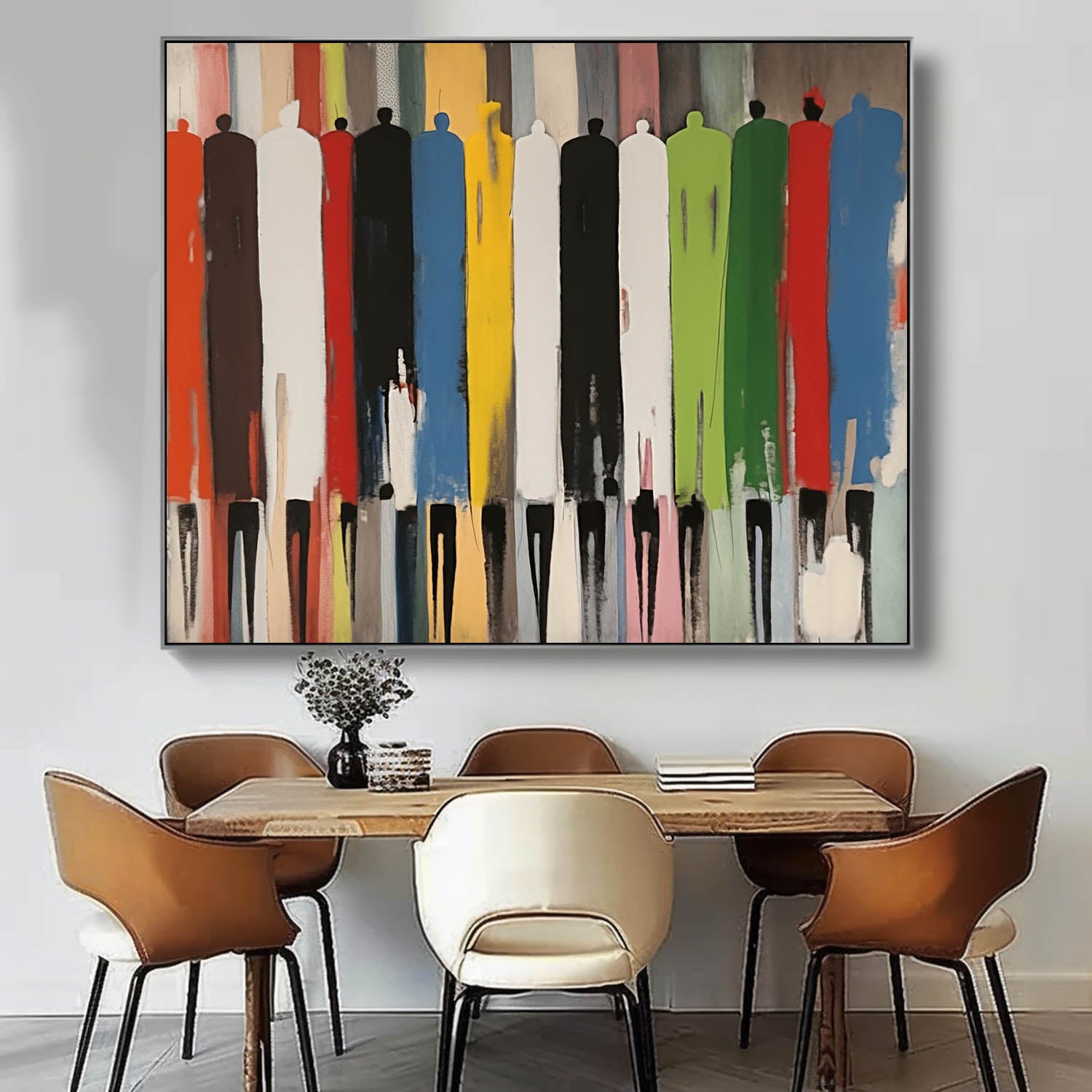 Abstract Figure Oil Painting Large Color Human Silhouette Wall Art Original Human Artwork For Living Room