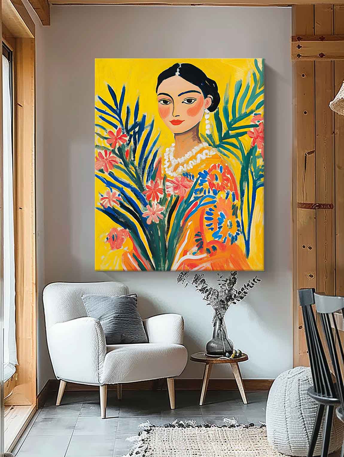 Gorgeous Original Modern Wall Art Portrait Of A Young Woman Artwork Girl In A Romantic Vintage Style