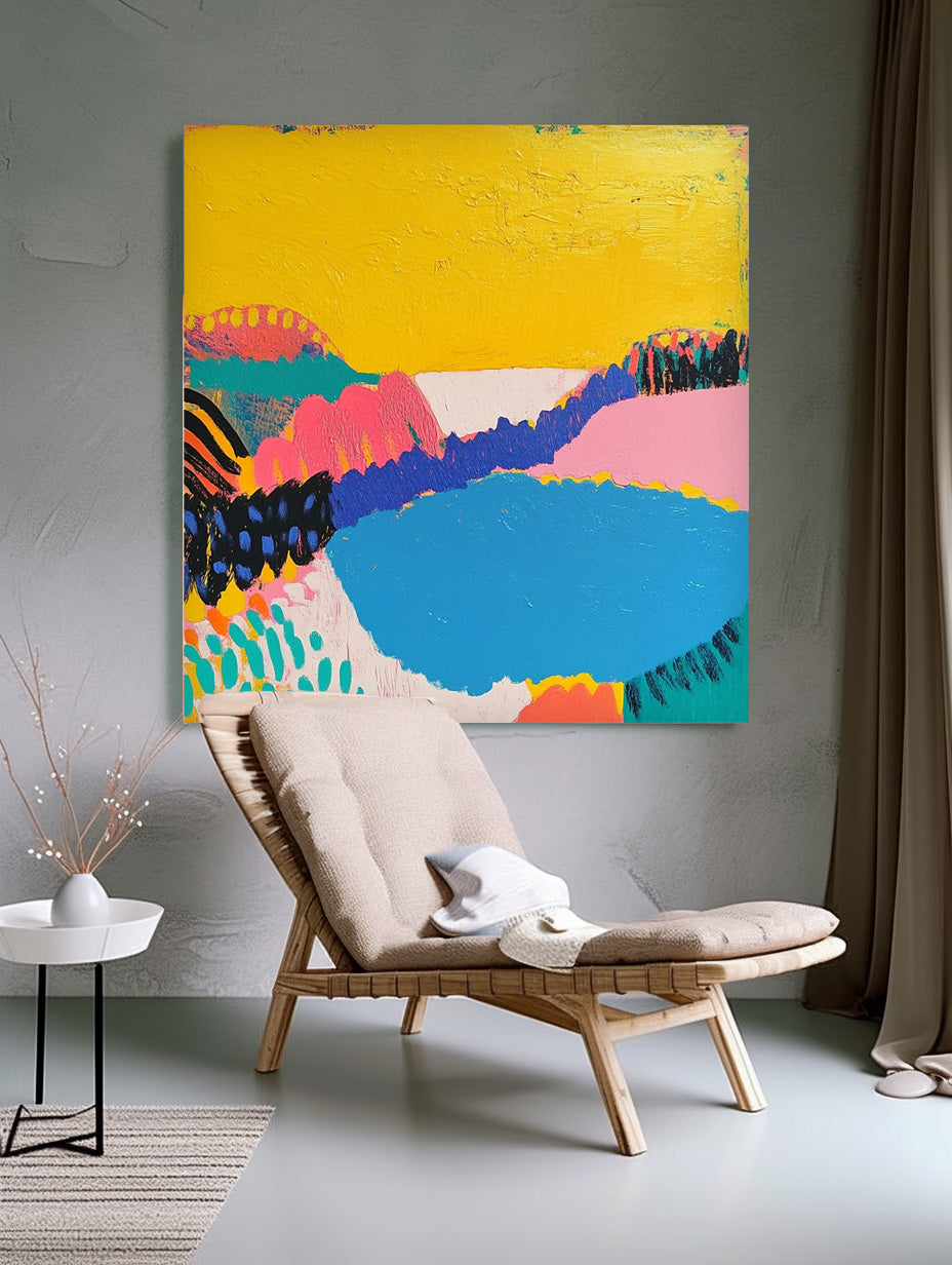 Square Contemporary Art Texture Acrylic painting Original Landscape Painting Abstract Graffiti Wall Art