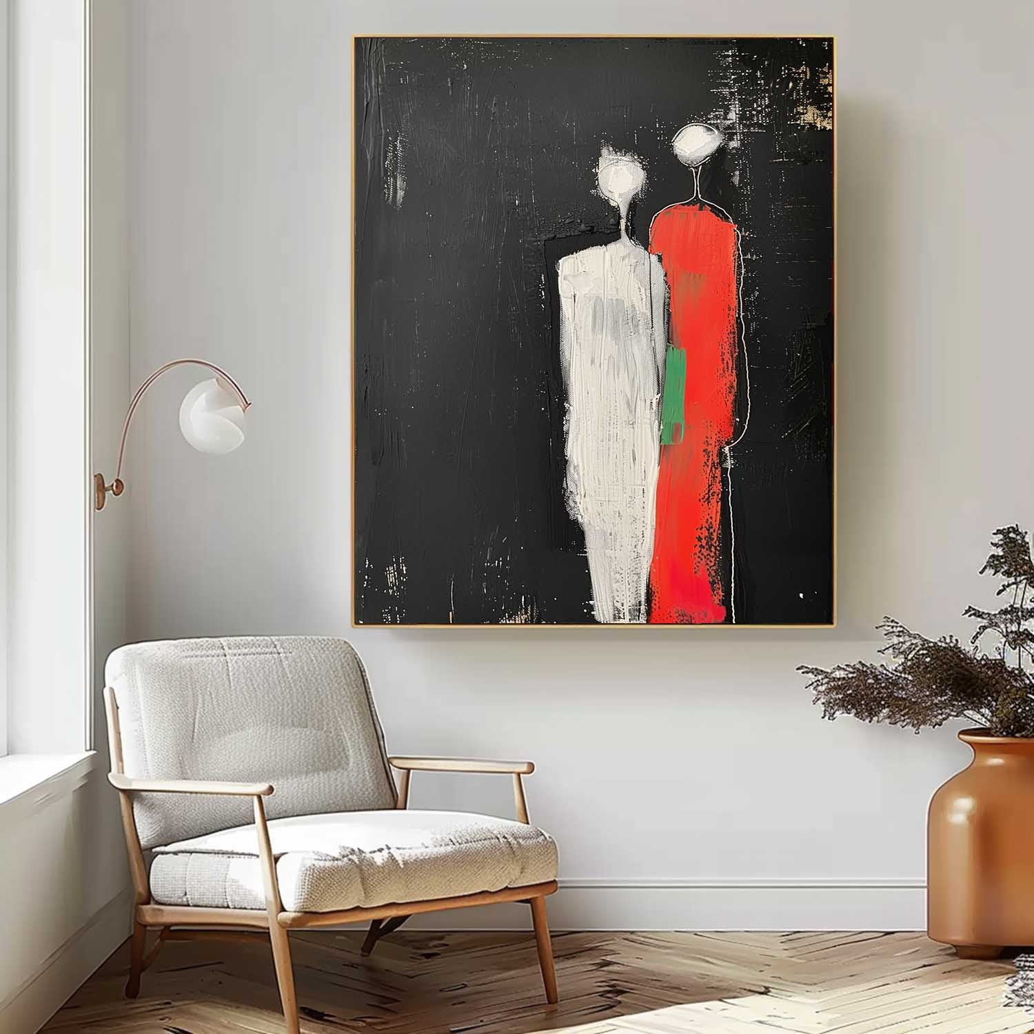 Minimalist Character Silhouette Original Wall Art Large Figure Painting Abstract Artwork For Living Room