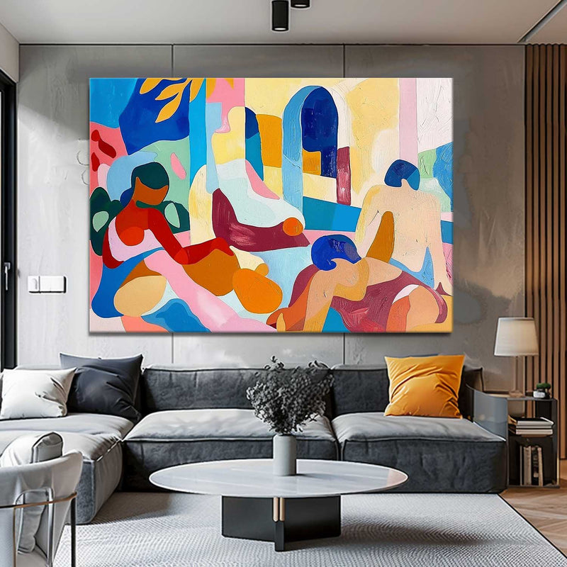 Modern Wall Art Home Decor Picasso Art Large Wall Art Original Famous Painting Abstract Colored Figures Oil Painting on Canvas