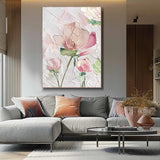 Abstract Pink Flower Oil Painting On Canvas Big Original Texture Beautiful Flowers Artwork Framed Home Decor