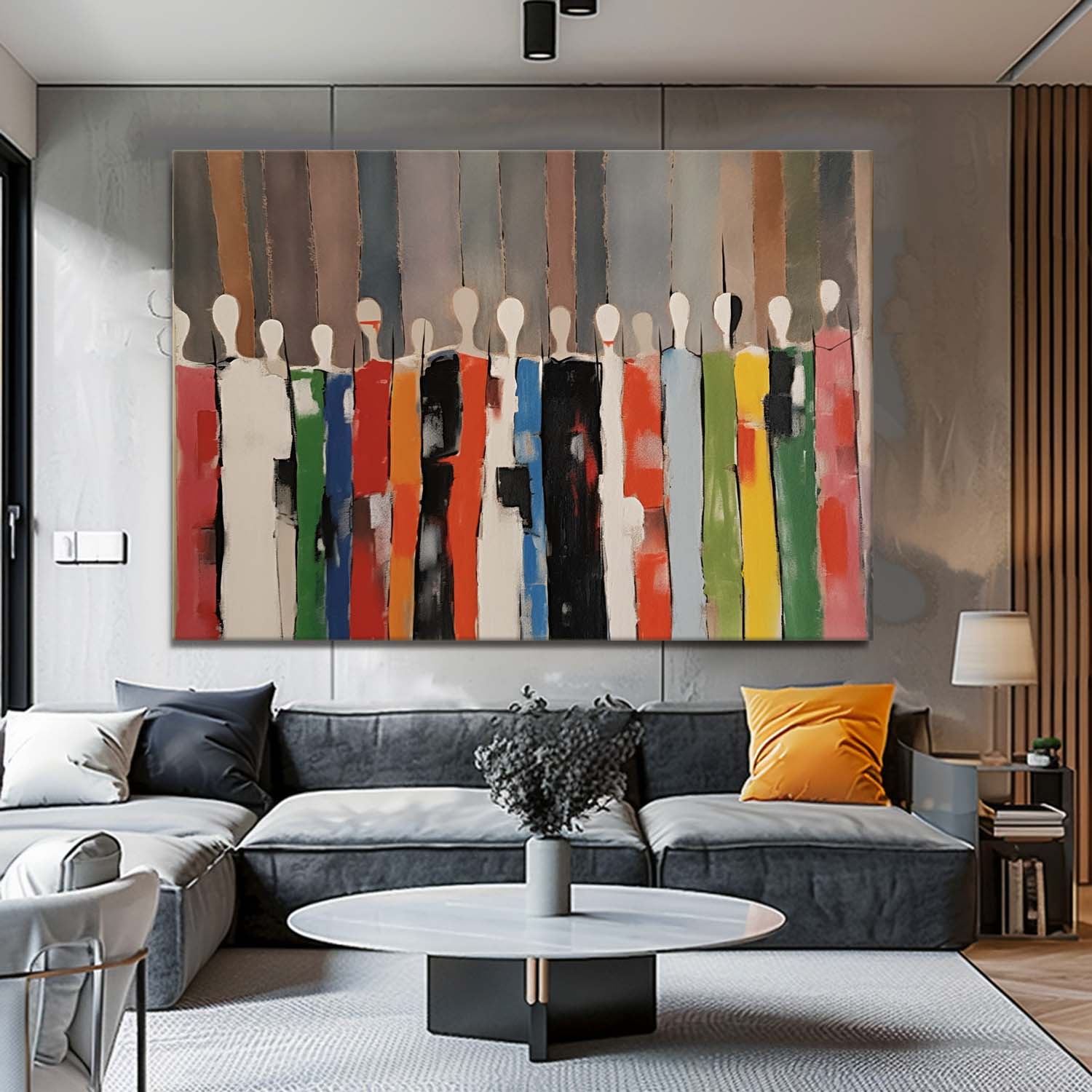 Large Color Human Silhouette Wall Art Abstract Figure Oil Painting Original Human Artwork For Living Room